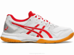 Asics Cohete de Gel 9 Zapatillas Blancas Rojas Clásicas