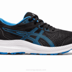 Asics competidor 8 grado negro azul eléctrico para escuela