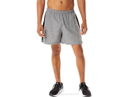 Asics conjunto hombre shorts 5in jaspeado gris oscuro negro