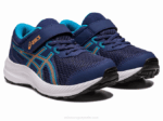 Asics contend 8 preescolar azul índigo melocotón estilo y comodidad - Image 2