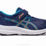 Asics contend 8 preescolar azul índigo melocotón estilo y comodidad
