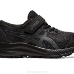 Asics contend 8 preescolar zapatos negro gris para niños