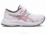 Asics contend 8 zapatillas preescolar blanco rojo eléctrico deportivas