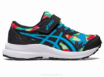 Asics contend 8 zapatos preescolar negro azul cómodo y duradero