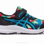 Asics contend 8 zapatos preescolar negro azul cómodo y duradero
