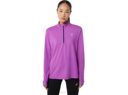 Asics cremallera mujer orquídea azul francés estilo moderno