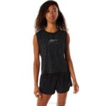 Asics Crop Top Mujer Estampado Integral Negro Rendimiento