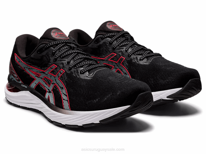 Asics cúmulo de gel 23 zapatillas deportivas negro rojo eléctrico - Image 2