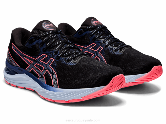 Asics cúmulo de gel 23 zapatillas negras coral ardiente - Image 2