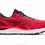 Asics cúmulo de gel 23 zapatillas rojas eléctricas y negras