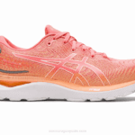 Asics cúmulo de gel 24 zapatillas papaya y blanco rendimiento deportivo