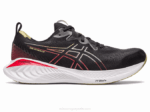 Asics cúmulo de gel 25 zapatillas negro rojo eléctrico rendimiento