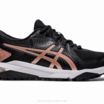 Asics Deslizamiento de Curso Gel Negro Oro Rosa Estilo y Comodidad