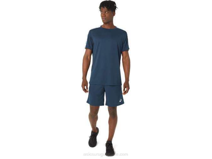 Asics entrenamiento corto azul francés y tono polar - Image 4