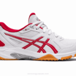 Asics gel cohete 10 zapatillas blancas rojas rendimiento alto