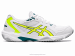 Asics Gel Cohete 10 Zapatillas Blanco Amarillo Seguridad