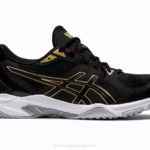 Asics gel-cohete 10 zapatillas negras y doradas de alto rendimiento