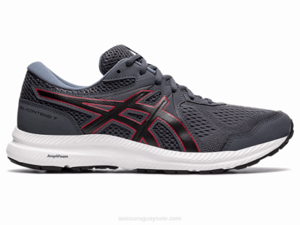 Asics Gel Conten 7 Extra Ancho Gris Rojo Deportivo
