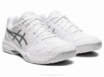 Asics gel dedicado 7 zapatillas blancas y plateadas - Image 2
