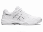 Asics gel dedicado 7 zapatillas blancas y plateadas