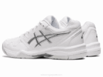 Asics gel dedicado 7 zapatillas blancas y plateadas - Image 3