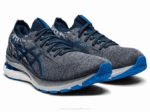 Asics Gel Kayano 28 Zapatillas Gris Portador Azul Eléctrico Confort y Estilo - Image 2