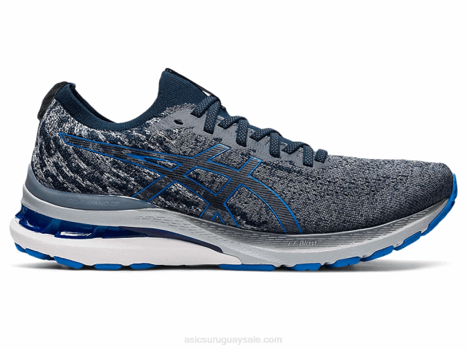Asics Gel Kayano 28 Zapatillas Gris Portador Azul Eléctrico Confort y Estilo - Image 1