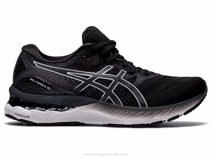 Asics Gel Nimbus 23 Zapatillas Anchas Blanco Negro Ideal Para Correr - Image 1