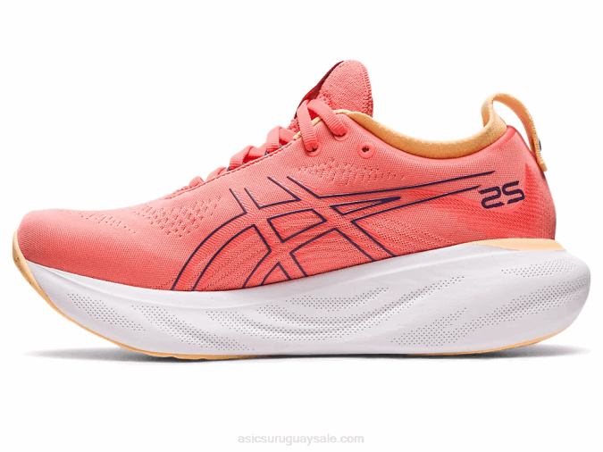 Asics Gel Nimbus 25 Ancho 2LVJ2377 Papaya y Purpura Polvoriento Ideal para Correr - Image 4