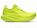 Asics Gel Nimbus 25 Zapatillas Ralladura Lima y Blanco