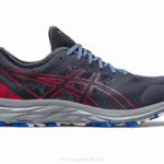 Asics Gel Rastro de Emoción Gris y Rojo Eléctrico