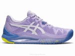 Asics gel resolución 8 murasaki y blanco rendimiento deportivo
