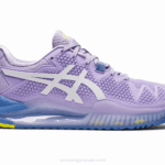 Asics gel resolución 8 murasaki y blanco rendimiento deportivo