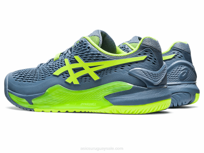 Asics Gel Resolución 9 Ancho Azul Acero Verde Peligro Innovador y Cómodo - Image 3