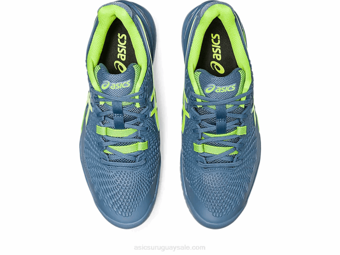 Asics Gel Resolución 9 Ancho Azul Acero Verde Peligro Innovador y Cómodo - Image 6