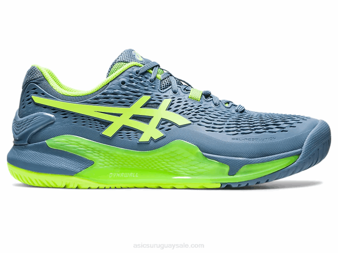 Asics Gel Resolución 9 Ancho Azul Acero Verde Peligro Innovador y Cómodo - Image 1