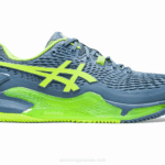 Asics gel resolución 9 arcilla azul acero verde peligro rendimiento excepcional