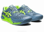 Asics Gel Resolución 9 Zapatillas Azul Acero Verde Peligro - Image 2