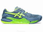 Asics Gel Resolución 9 Zapatillas Azul Acero Verde Peligro