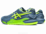 Asics Gel Resolución 9 Zapatillas Azul Acero Verde Peligro - Image 3