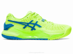 Asics Gel Resolución 9 Zapatillas Verde Peligro Azul Renacido