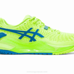 Asics Gel Resolución 9 Zapatillas Verde Peligro Azul Renacido