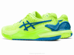 Asics Gel Resolución 9 Zapatillas Verde Peligro Azul Renacido - Image 3