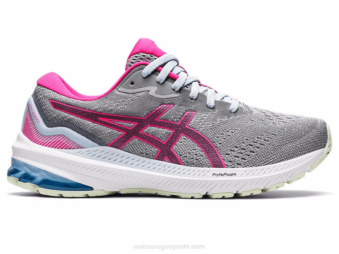 Asics gt-1000 11 zapatillas gris piedmont rosa glo cómodas y ligeras - Image 1