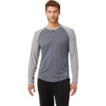 Asics Henley Manga Larga Perforada Hombre Gris Brezo