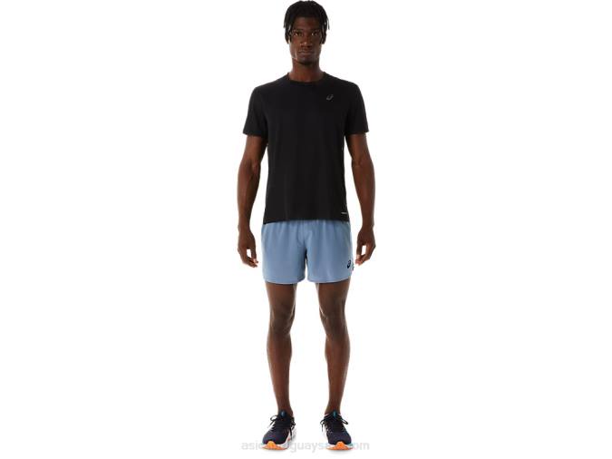Asics hombres cortos ventilados 5in azul acero para entrenamiento - Image 1