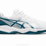 Asics juego de gel 8 tenis blanco y pino aterciopelado