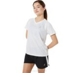 Asics lyte cuello en v mujer blanco brillante estilo cómodo