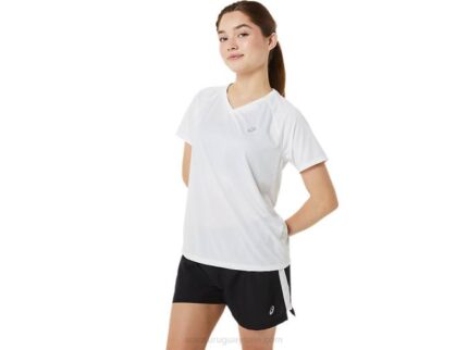 Asics lyte cuello en v mujer blanco brillante estilo cómodo