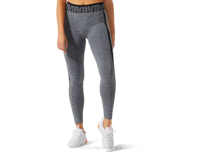 Asics Mallas Cortas Mujer Logo Sin Costuras Negro Gris Rendimiento - Image 1
